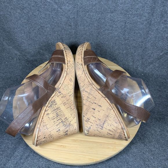 Boc Sandals Womens 11 Brown‎ Wedge Cork Open Toe Buckle Strappy Slingback - Picture 5 of 7